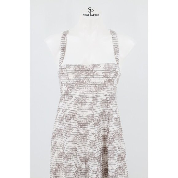 NWT DISSH WOMEN SIZE 4 KOKO CHOCOLATE PALM MIDI DRESS/ Beige White Flora Linen - Picture 5 of 12